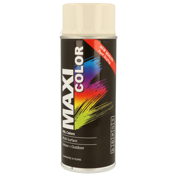 Maxicolor Gloss Cream White Spray Paint 400ml Fast Dry Indoor Outdoor Wood