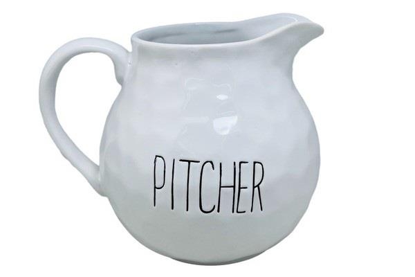 Dimples White Ceramic Pitcher Elegant 1L Jug for Water Juice, Iced Tea