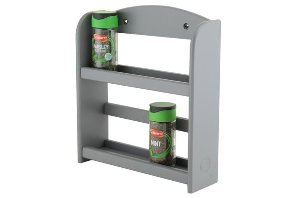 2 Tier Charcoal Spice Rack Compact Storage Elegant Kitchen Organization