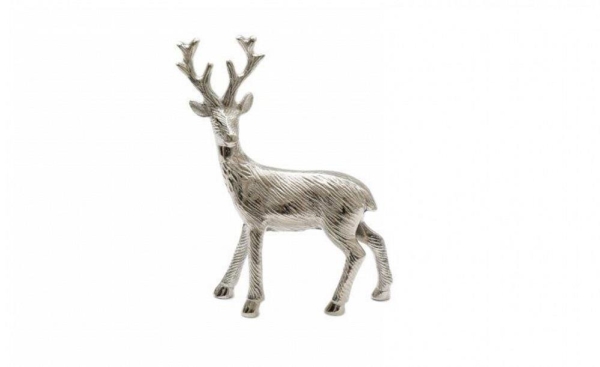 Small Silver Stag Ornament Aluminum Decorative Piece for Rustic Home Decor