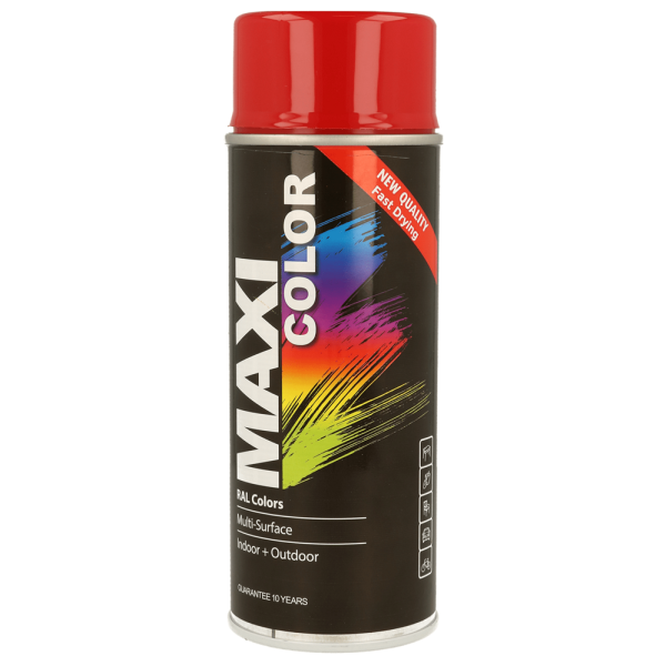 Maxicolor Gloss Carmine Red RAL Spray Paint 400ml Fast Dry Indoor Outdoor Use