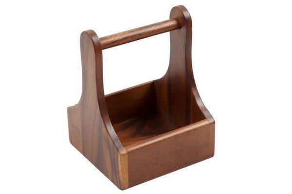 Medium Acacia Wood Condiment Holder - Durable, Easy to Clean, Indoor Use