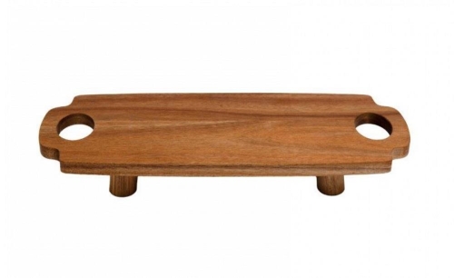 40cm Serving Tray with Legs Acacia Wood for Snacks Drinks Elegant Design