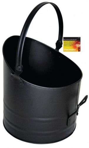 Round Fireside Bucket With Handle Black Coal Logs Fireplace