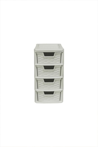 4 Drawer Small Rattan Tower Mushroom