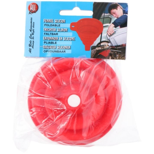 Foldable Silicone Funnel Red Compact Heat Resistant Easy Storage 8.5cm Diameter