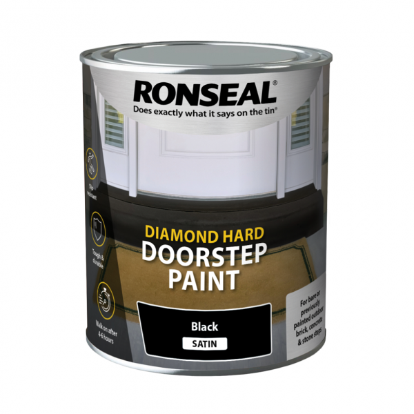 Ronseal Diamond Hard Doorstep Paint Black Satin 750ml