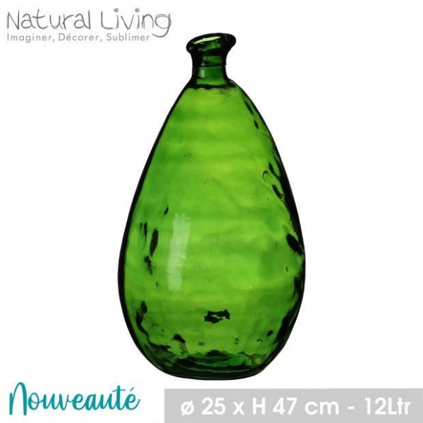 Vase LOU In Recycled Glass Green 12L