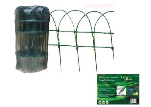 10m X 0.25m Green PVC Coated Border Fence Garden Edging Fencing Net