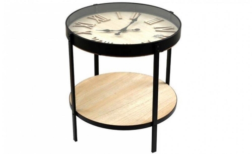 Table with Wooden Clock on Top 51x50x50cm