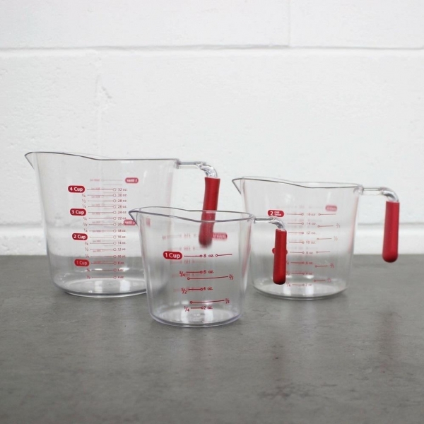 Set of 3 Plastic Transparent Measuring Jug 0.25 0.5 and 1litre