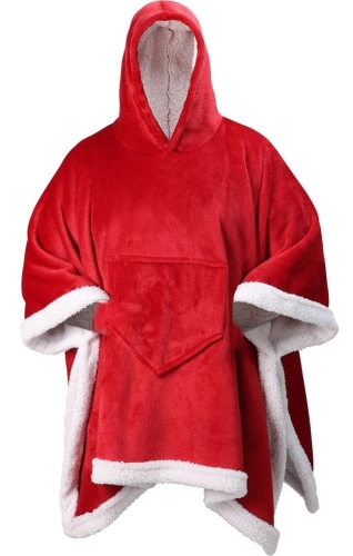 XMAS PONCHO ADULTS RED WHITE