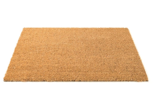 Coir Plain Door Mat 60x40cm Natural Brown Rubber Backing Indoor Outdoor Use