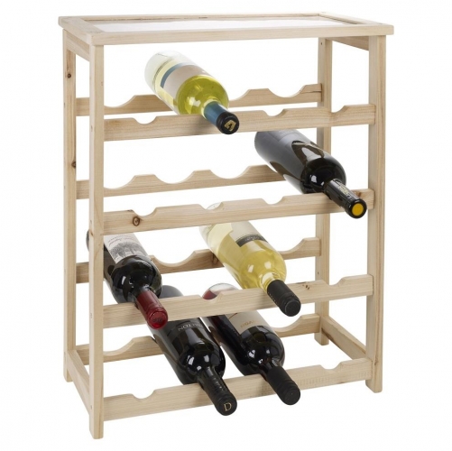 16 Bottle Wooden Wine Rack Holder Stackable Storage