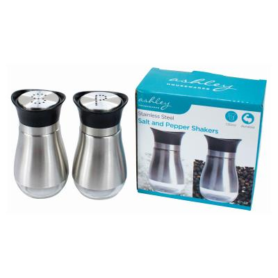 Stainless Steel Salt and Pepper Shakers with Glass Bottom 11cm Set of 2