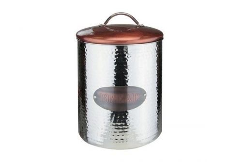 Copper Canister Bread Ideal For Storage Cookies Bread Pancakes Home Or Restaurant Display With Lid Silver And Cooper Finish 27 Cm(H)X20 Cm(D)