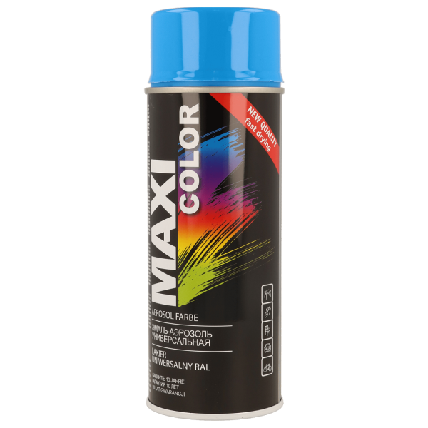 Maxicolor Gloss Sky Blue RAL Spray Paint 400ml Fast Dry Indoor Outdoor Use