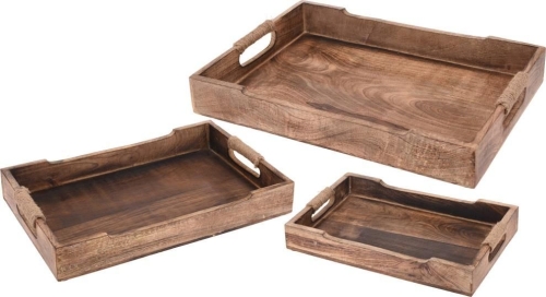 SERVING TRAY MANGO WOOD 3PCS