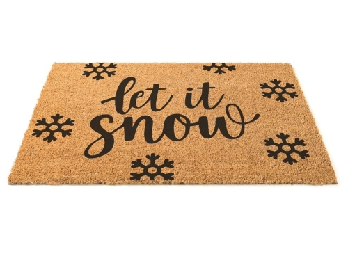 Coir Door Mat Christmas Let It Snow 60x40cm Durable Outdoor Festive Entry Mat