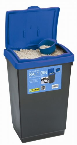 47L Winter Salt Bin Blue Lid for Storage made from Plastic with Scoop
