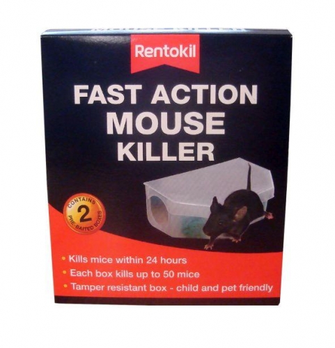 Pack of 2 Rentokil Fast Action Mouse Killer Poison Trap Bait
