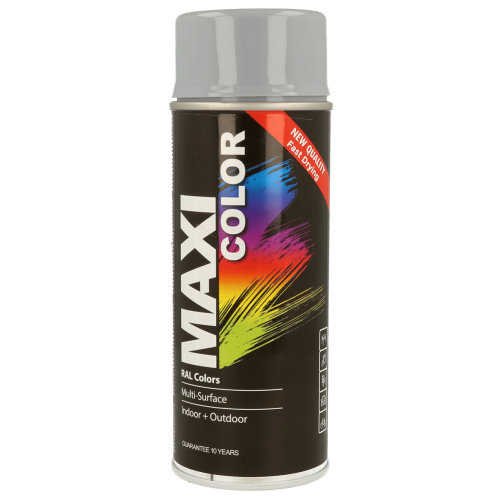 Maxicolor Gloss Silver Grey RAL Spray Paint 400ml Fast Dry Indoor Outdoor Use