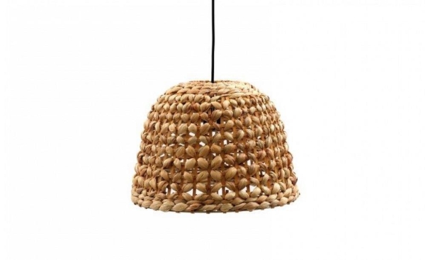 35x25cm Woven Ceiling Light Bohemian Design Water Hyacinth Iron Easy Install