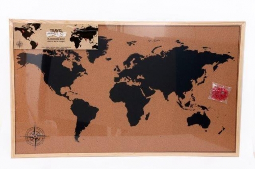 60X90 Framed Cork Board World Map With Pins maps may be different than shown