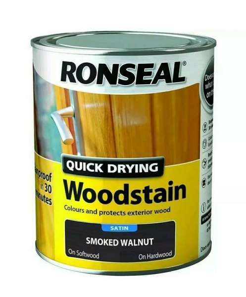 Ronseal Woodstain Quick Dry Satin Smoked Walnut 750ml