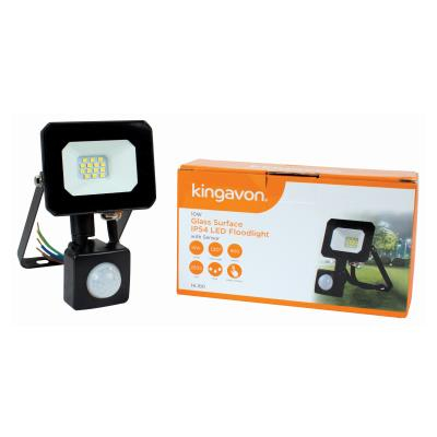 10W LED Floodlight with PIR Sensor IP54 Glass Surface Outdoor Security Light