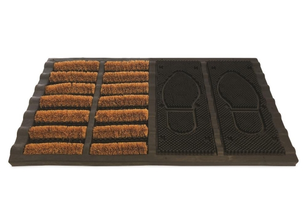 Medium Size Coir and Rubber 2 Section Mat for Indoor Use 60x40cm Entryway