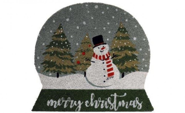 55x60cm Snowman Doormat Holiday Entrance Mat with Coir and PVC Backing