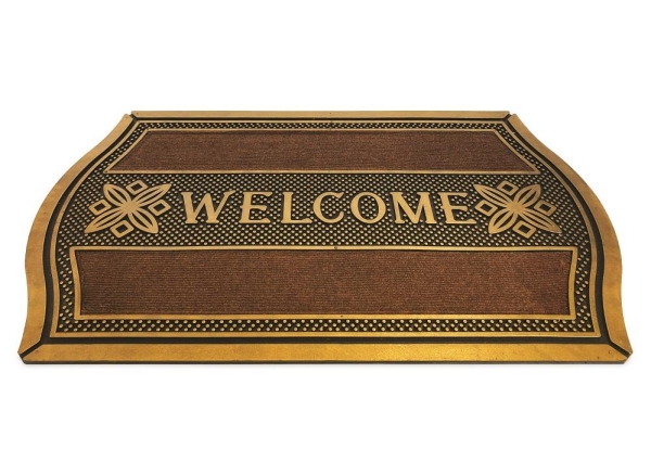 Cutaway Door Mat 75x45cm Stylish Durable Rubber Fabric Indoor Outdoor Black Gold