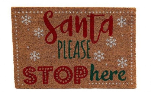 60x40 Santa Please Stop Here Doormat Festive Holiday Entrance Mat for Home