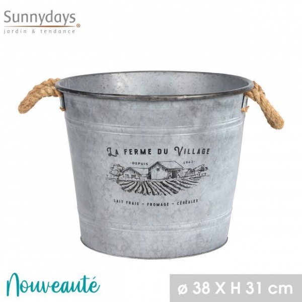 Metal Round Flower Pot Garden 31X38 cm