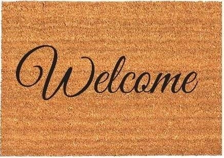 Coir Mat Welcome 60x40cm Natural Brown and Black Durable Indoor Outdoor Use