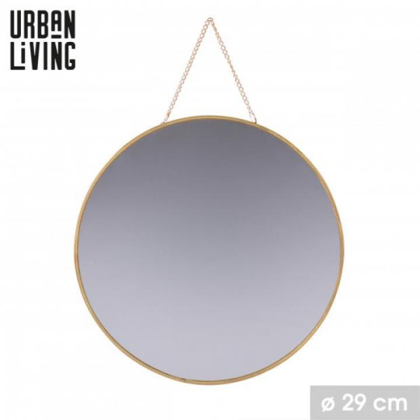 Golden Metal Round Wall Mirror 30cm Decorative Modern Durable for Home Decor