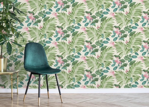 Crown Eden Tropical Leaves Green Wallpaper