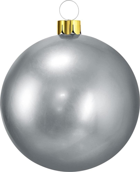 45cm Inflatable Christmas Ball Silver Durable ABS Indoor Outdoor Holiday Decor