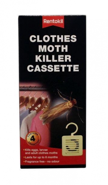 Pack Of 4 Rentokil Hangable Clothes Moth Killer Cassette