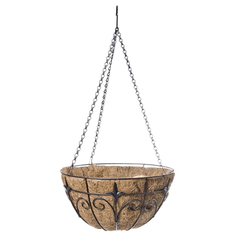 Classic Finial Hanging Basket 35.5cm Metal Black