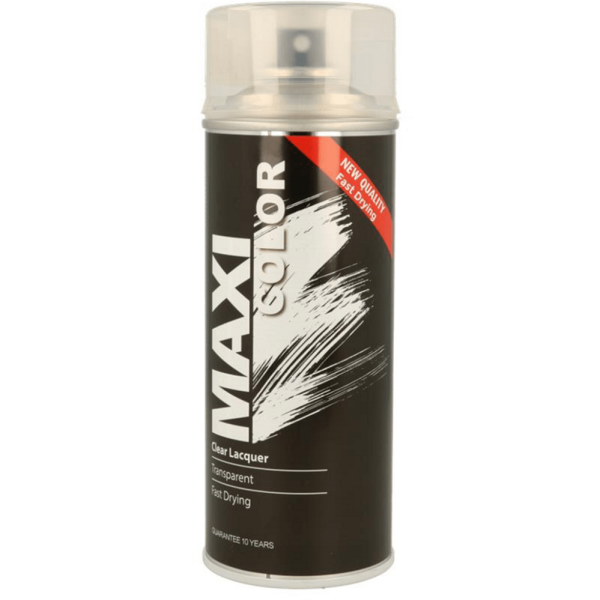 Maxicolor Clear Lacquer Spray Paint 400ml High Gloss Finish Wood Metal Plastic