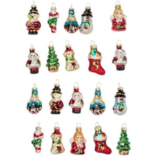 Christmas Mini Ornaments 20 Piece Set 5cm Multicoloured Glass Tree Decor