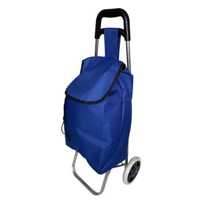 Blue Shopping Trolley 24L Ergonomic Handle Durable Wheels for Easy Transport