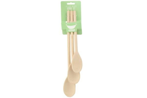 Beech Wooden Spoon Set 3 Piece 25cm 30cm 35cm Durable Eco Friendly Cooking Tools