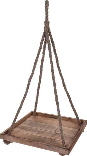 HANGING TRAY WOODEN ON ROPE