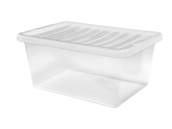 45 Litre Storage Box & Lid Clear Base Clear Lid 26x40x59cm