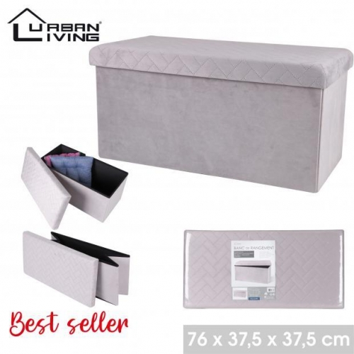 Foldable Storage Bench Velvet Light Grey