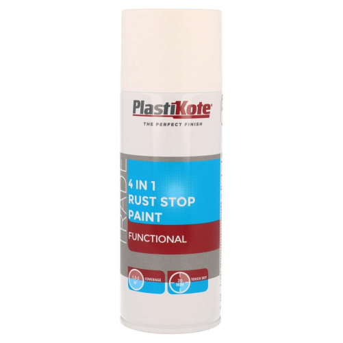 4 in 1 Rust Stop Paint White 400ml Metal Protection Primer Undercoat Topcoat