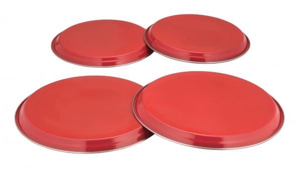 COLOURS 4pc Electric Gas Cooker Hob Cover Set Stainless Steel - Red